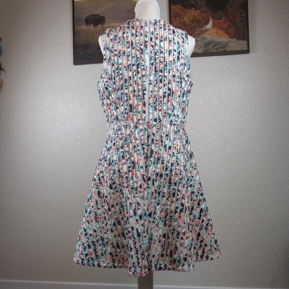 Apt 9 Women's Size 16 Mesh Texture Fit & Flare Dress Pockets Multi-Colored Lined - Picture 3 of 12